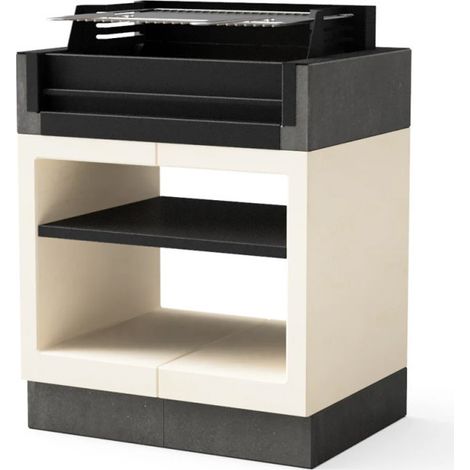 Barbecue encastrable Kitaway 84×63×115 cm avec grille 63x48 cm Blanc/gris, en béton et acier, pour jardin (1/5)