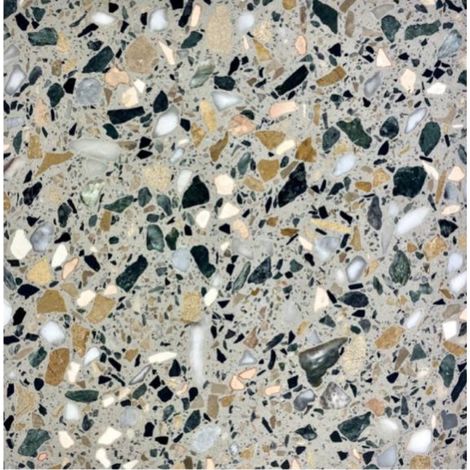 Véritable Carreau Terrazzo fond gris inclusions vertes et ocres COIMBRA 60x60 cm boîte de 0.72m2 Brillant / Poli - Gioia Materia
