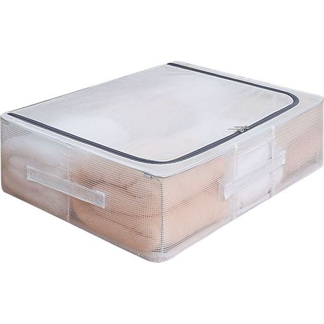 Boîte de rangement transparente de 30 L à placer sous le lit avec couvercle, organisateur de vêtements ventilé et étanche, dimensions 50 x 40 x 15 cm (1/5)