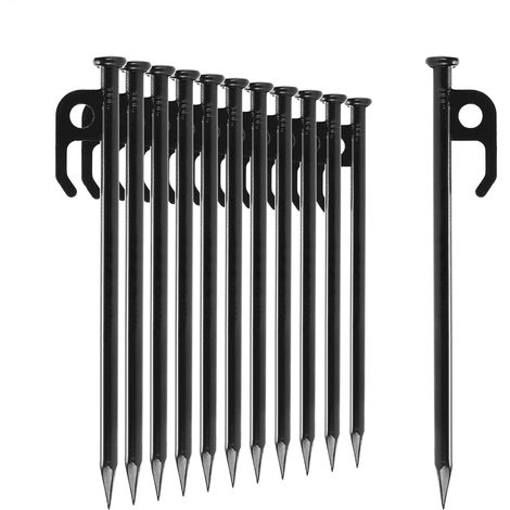 12x Stahl-Zeltheringe – lange, stabile Heringe für Camping und Outdoor – ideal für normale und harte Böden – 20 cm (1/5)