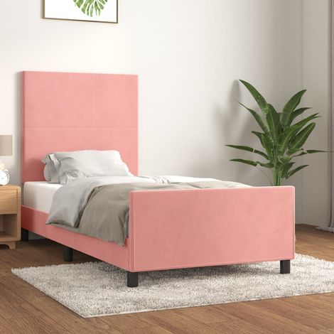 Cadre de lit sans matelas rose 90x190 cm velours