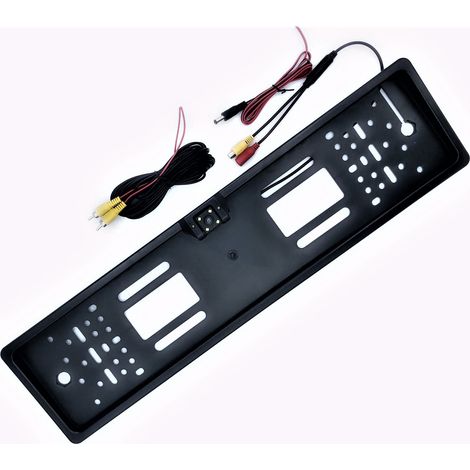 Kit Porta Targa Con Telecamera A 4 Led Flash Per Retromarcia Telaio Europeo
