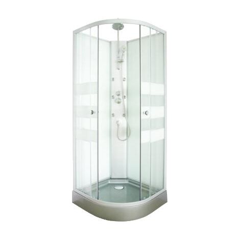 ONDEE ZEN - Cabine de douche hydromassante AMELIA - Porte Coulissante - Gris - 1/4 C - 90cm