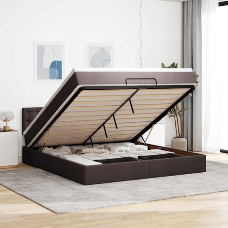VidaXL Cadre de lit ottoman avec matelas marron foncé 160x200 cm tissu (1/5)