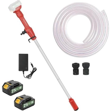 Pompe à eau sans fil à tige, pompe submersible portative pour puits profond, pompe de puisard utilitaire à haut débit 2725 L/h avec 2 × batteries rechargeables de 4,5 Ah pour jardin, étang, bateau (1/5)