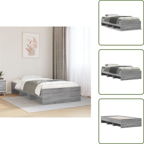 Bettgestell Grau Sonoma 100x200 cm Holzwerkstoff - Bettgestell - Bettgestelle - Bettrahmen - Bett (1/5)