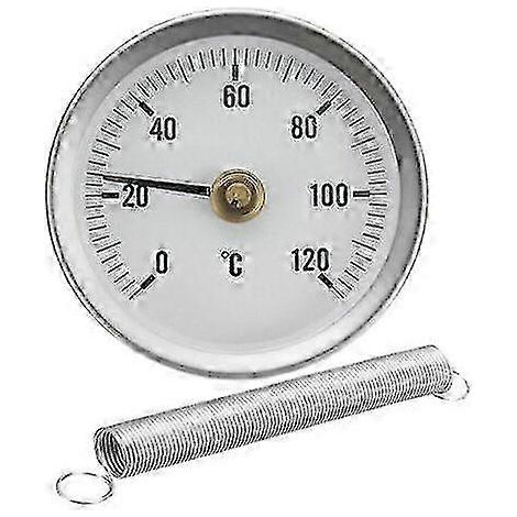 2x Rohrthermometer mit Klemme und Feder, 0-120 °C, 63 mm, für Warmwasser, Haushalt (1/4)