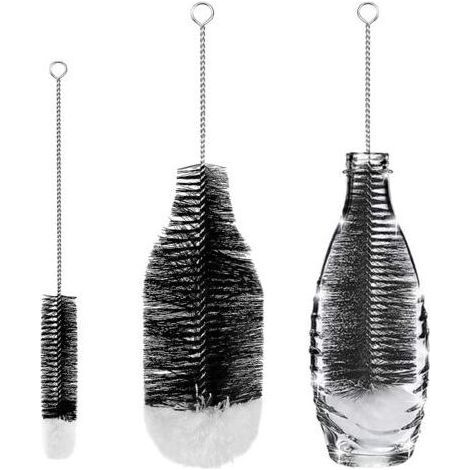 Lot de 2 Goupillon Bouteille Brosses de Nettoyage Brosse Bouteille Nettoyage Avancé pour Bouteilles en Verre Thermos Biberons Et Tasses. (1/4)