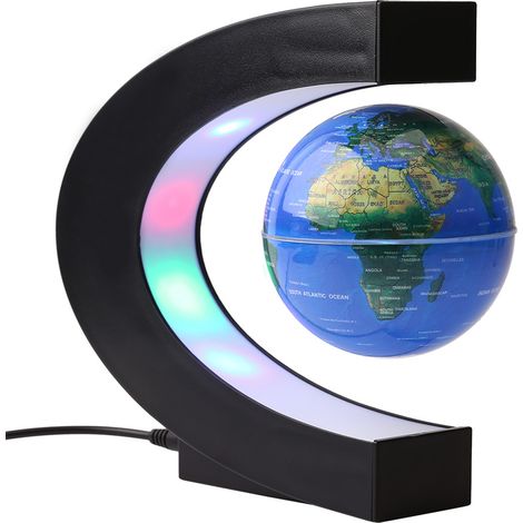 Globe Magnétique Flottant 3" en Forme de C avec Carte du Monde - Décoration de Bureau (100-240V EU) (1/3)