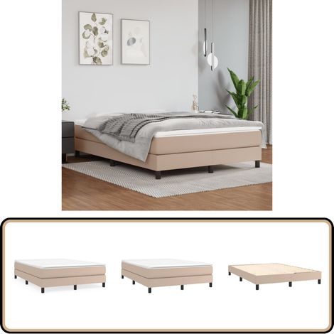 Bettgestell Cappuccino-Braun 140x200 cm Kunstleder - Bettes Gestell - Schlafzimmer Möbel - Doppelbett - Kunstleder Bett - Braun Bett (1/5)