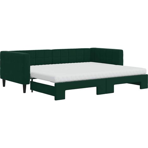 Maison Exclusive - Divano Letto Estraibile Materassi Verde Scuro 90x200 Velluto