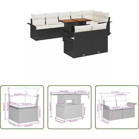 Salle à manger extérieur -  Ensemble de canapé de jardin 9 pcs Noir Poly rotin (1/5)
