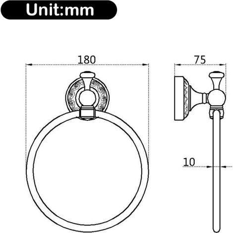 Anello portasciugamani rotondo dal design retrò, portasciugamani da parete con montaggio invisibile, realizzato in ottone di alta qualità con base scolpita, accessorio per bagno, toilette, cucina (1/4)