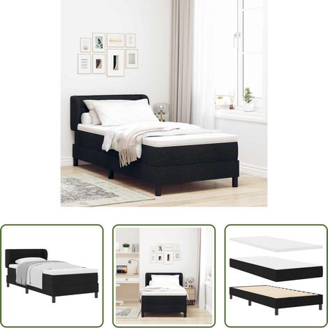 Matratze -  Boxspringbett mit Matratze Schwarz 90 x 190 cm Stoff (1/5)