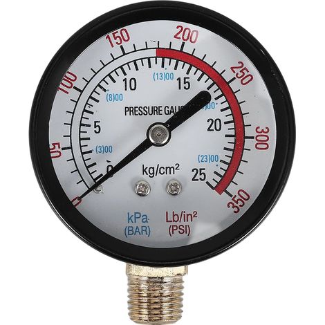 Manomètre pour compresseurs d'air : cadran de 76 mm (3 pouces), filetage inférieur en laiton 1/4" NPT, 0-350 PSI, 0-25 kg/cm², pour systèmes de liquides et de gaz, pompes de (1/5)