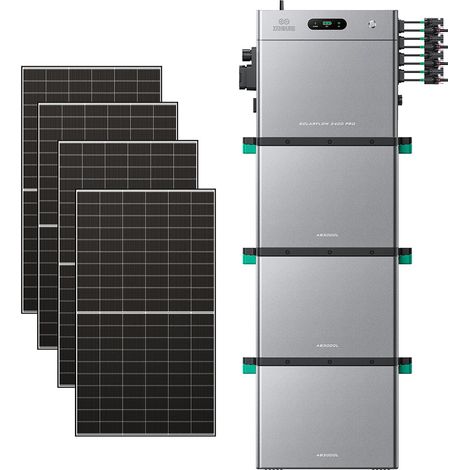 Zendure SolarFlow 2400 Pro - Batterie Solaire 2400W AC, PV 4800W, 2.4-16.8kWh, Plug & Play, IP65, Tesla/Pompes à Chaleur. avec 3xAB3000L (8.64 kWh), avec 500Wx4 Panneau Bifacial