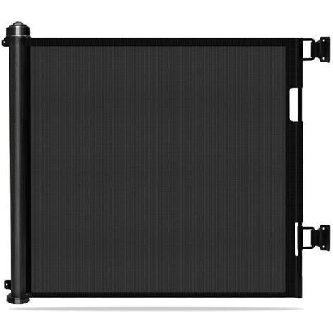 Barrières de sécurité extra larges - 33" de haut, extensibles jusqu'à 59" de large, faciles à enrouler et à verrouiller pour chiens, intérieur/extérieur (noir) (1/5)