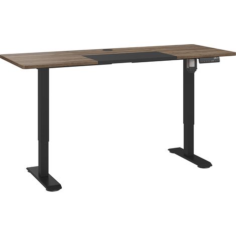 Elektrischer höhenverstellbarer Schreibtisch mit Motor, Computertisch und Stehpult, Natur & Schwarz, 140 x 70 x 72–116 cm