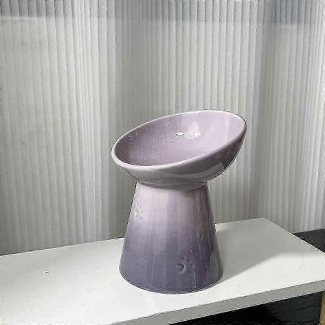 Le Creuset Cool Color Cerc Hundenapf mit Kippschutz und hohem Fuß, inklusive Schutzmatte SH1 Hellvioletter, hochgezogener Mund