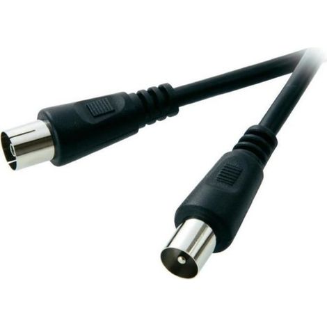 Cable Antenne Coaxial - 15 M - 75 Ohm - Connecteur Fiche Axiale - Pour Televisieur Recepteur TNT DVB-C - Noir