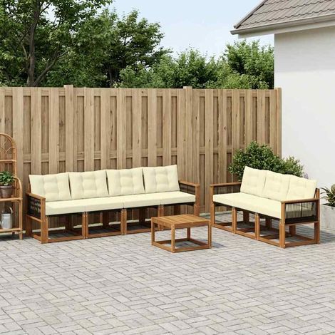 vidaXL Outdoor-Sofagarnitur mit Kissen 8 pcs Natur und Creme (1/5)