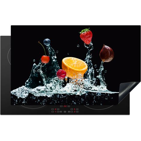 PROTECTION PLAQUE INDUCTION Eau - Fruit - Orange - Fraise - Cerise - Noir Couvre Plaque De Cuisson 83x51 cm (1/5)