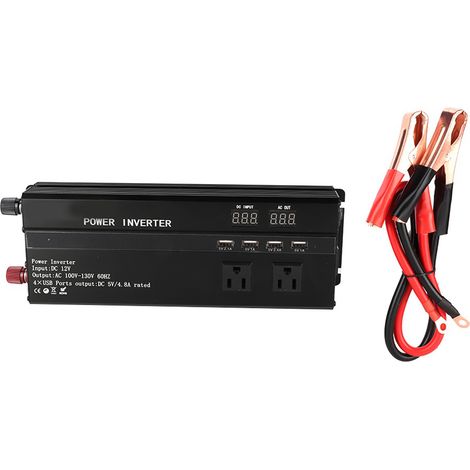 Onduleur convertisseur voiture 900W DC 12/24V vers AC 110V avec écran LCD et adaptateur chargeur USB (1/5)