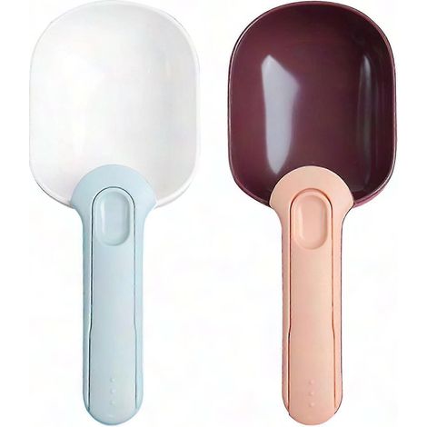 Lot de 2 cuillères doseuses 100g pour aliments animaux, farine et compost – Couleurs blanc et marron (1/5)