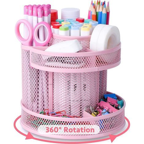 360-Grad-drehbarer Stifthalter aus Metall – rosa (1/5)