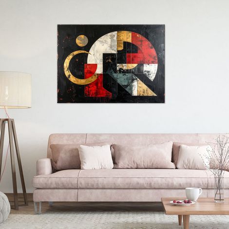 Wandbild Geometrische Abstraktion auf schwarzem Hintergrund 90x60 (1/4)