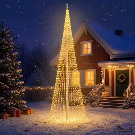 vidaXL Luci per albero di Natale con picchetti e asta per bandiera (1/5)