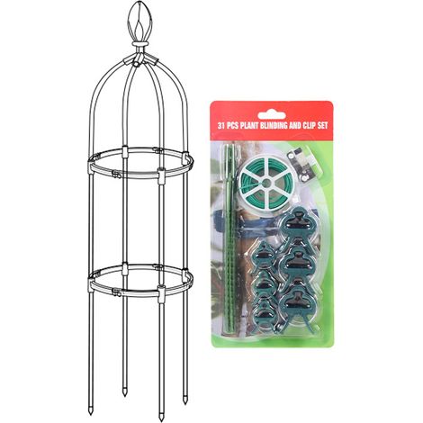 Selbstmontierbare Rankhilfe für Rosen und Blumen – Gartenspalier mit Befestigungsset, H 115 cm, Ø 25,4 cm, 1 Stück, Schwarz