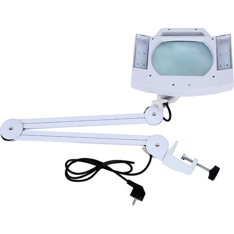 Miroir grossissant carré blanc, à pince, 12 W, 28 LED, 220 V, norme européenne. (1/5)