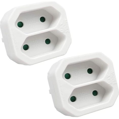 2-in-1-Flachsteckeradapter mit 2 Schuko-Steckern
