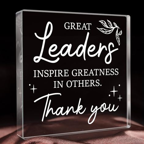 Cadeaux pour leaders femmes, cadeaux pour patrons femmes, plaque en acrylique de remerciement, panneau décoratif de plaque de leader en acrylique transparent pour décoration de bureau (1/5)