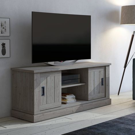 Mobile Porta tv Mesola, un Ripiano, 2 Ante, 4 Vani, 45x46x60h cm Grigio Rovere Grigio (1/3)