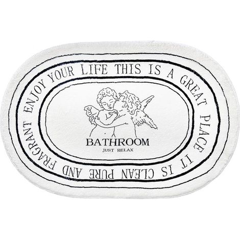 Tapis de salle de bain noir et blanc 50 x 80 cm, doux et absorbant, lavable en machine, antidérapant,pour douche,baignoire,décoration de salle de bain (1/5)