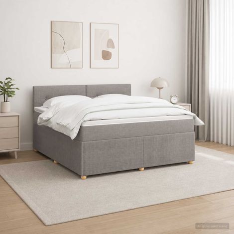 Cama box spring con colchón con cabecera Topo 180 x 200 cm Tela (1/5)