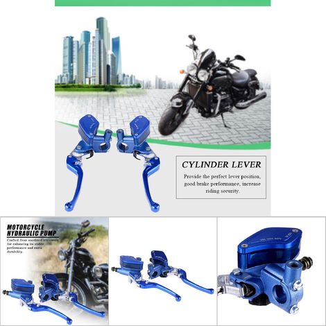 Pompe de frein hydraulique réglable universelle pour moto Mobvoi 22 mm à rouleaux CNC (paire) (bleue) (1/5)