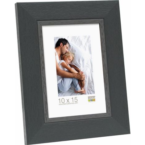 Cadre Photo Look Technique de Peinture avec Filet Beige Résine Noir 47,2 x 47,2 x 1,5 cm (1/2)