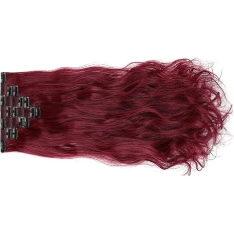 Extension capillaire universelle femme, mèche longue bouclée ondulée, clip cheveux synthétiques haute température, postiche (1/5)