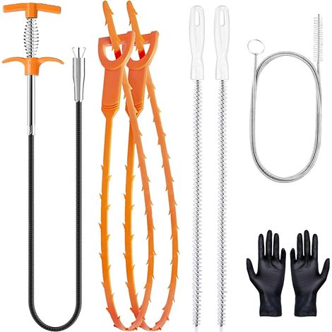 Set di 6 sonde per la pulizia degli scarichi, sturalavandini flessibili per lavandini, docce e lavabi, strumento per la rimozione dei capelli per tubi stretti con morsetto a uncino, 160 cm (1/5)