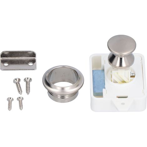 Verrou à bouton-poussoir universel pour porte de placard, camping-car et caravane.