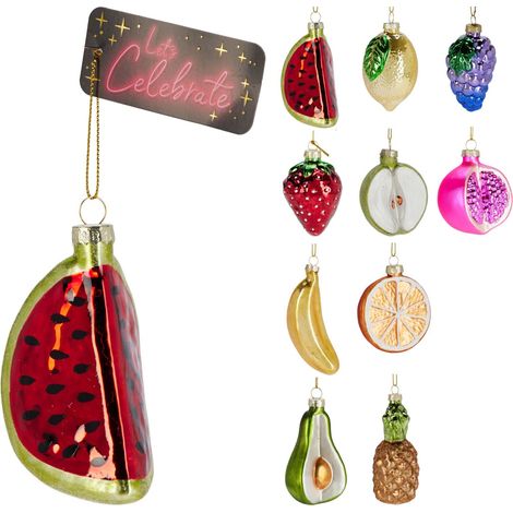 decorazione natalizia appendibile Frutta Natalizia 5x9cm 10 modello assortito Multicolore