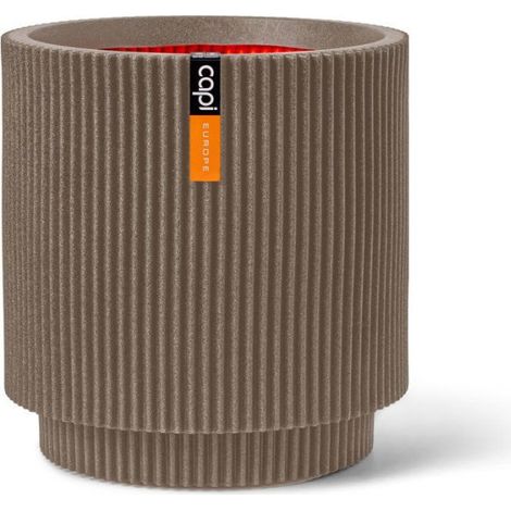 Vase cylindre - CAPI EUROPE - Groove NL - 44 x 46 cm - Chaud taupe