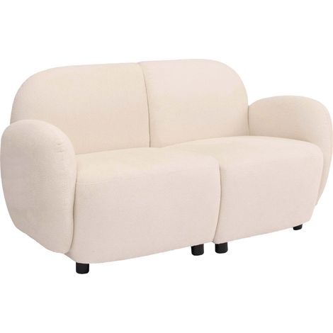2er-Sofa HHG-716, 2-Sitzer Couch Loungesofa, Stoff/Textil Chenille (330 g/m²) Öko-Tex creme