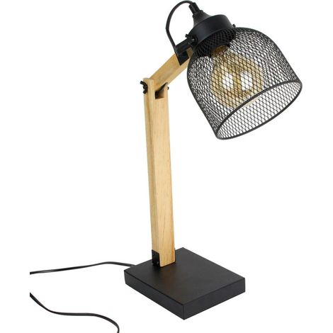 Lampe de Bureau Articulée "Grille" 38cm Naturel & Noir (1/5)