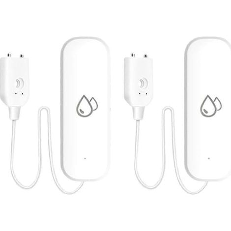 Lot de 2 détecteurs de fuites d'eau Tuya Smart Home avec capteur d'immersion Wi-Fi et alarme via application. (1/5)