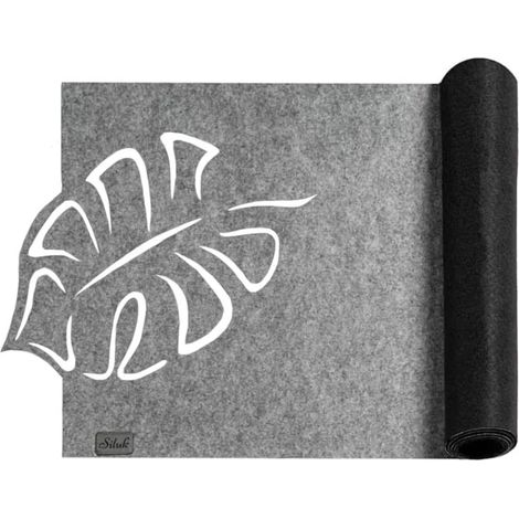 Chemin de table en feutre, lavable, nappe, gris clair, résistant à la chaleur, chemin de table en feutre, protège-table, bicolore, double face (noir/gris, feuille 40 x 150) (1/5)