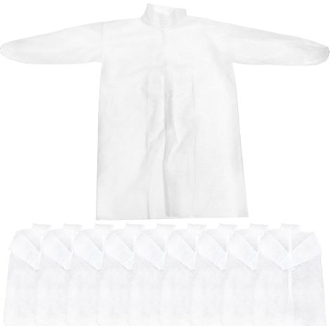 Blouses de laboratoire jetables Healeved, en tissu non tissé blanc, confortables à porter, lot 10,